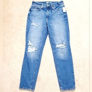 NEW Old Navy Women High Rise Straight Jeans Secret Slim Pocket Distressed Size 4